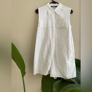 Super pretty white short romper, Zara, small size, 100%fresh cotton
